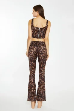 Glamorous Best Dressed Guest|Go To Partywear|Brown-Leopard Split-Front Flared Trousers -