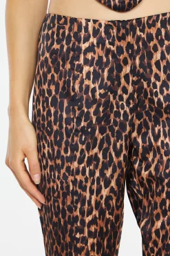 Glamorous Best Dressed Guest|Go To Partywear|Brown-Leopard Split-Front Flared Trousers -