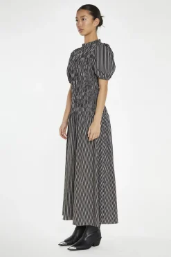 Glamorous Day Dresses|Maxi Dresses|Brown-White Stripe Shirred Bodice Maxi-Dress -