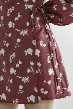 Glamorous Day Dresses|Mini Dresses|Burgundy-Floral Wrap Mini-Dress -