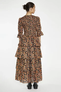 Glamorous Day Dresses|Maxi Dresses|Burnt-Orange Daisy Tiered Maxi-Dress -