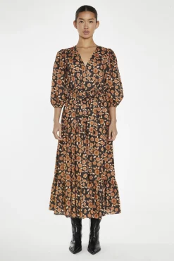 Glamorous Day Dresses|Midi & Midaxi Dresses|Burnt-Orange Daisy Wrap Midi-Dress -