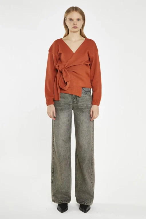 Glamorous Cardigans|Burnt-Orange Wrap Cardigan -