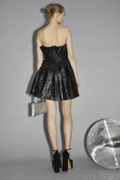 Glamorous Party Dresses|Going Out Dresses|Callie Black Gathered-Bandeau Mini-Dress -