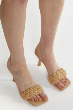Glamorous Best Dressed Guest|Chic Escapes|Camel Braided Strap Heeled Mules -