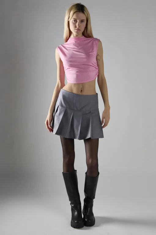 Glamorous Crops, Corsets & Bodysuits|Candy Pink Sleeveless Mock Neck Crop-Top -