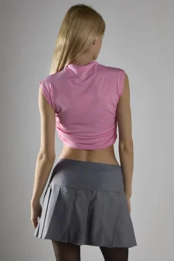 Glamorous Crops, Corsets & Bodysuits|Candy Pink Sleeveless Mock Neck Crop-Top -