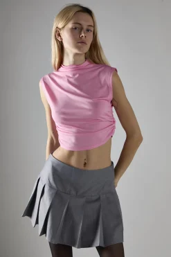 Glamorous Crops, Corsets & Bodysuits|Candy Pink Sleeveless Mock Neck Crop-Top -