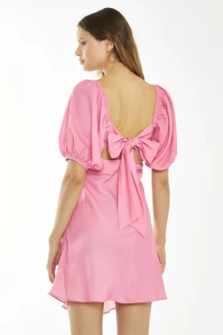Glamorous Day Dresses|Glamorous Care: Our Sustainable Collection|Candy-Pink Tie Back Mini-Dress -