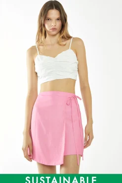 Glamorous Glamorous Care: Our Sustainable Collection|Mini Skirts|Candy-Pink Wrap Mini Skirt -