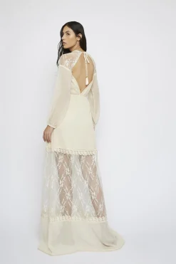 Glamorous Maxi Dresses|Maxi Dresses|Champagne Lace-Detail Maxi-Dress -