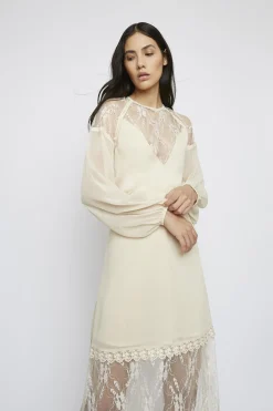 Glamorous Maxi Dresses|Maxi Dresses|Champagne Lace-Detail Maxi-Dress -