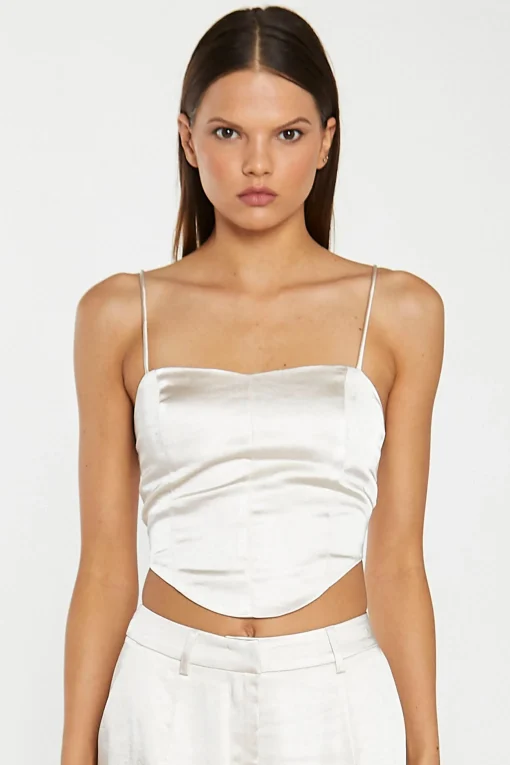 Glamorous Workwear|Go To Partywear|Champagne Satin Corset Top -