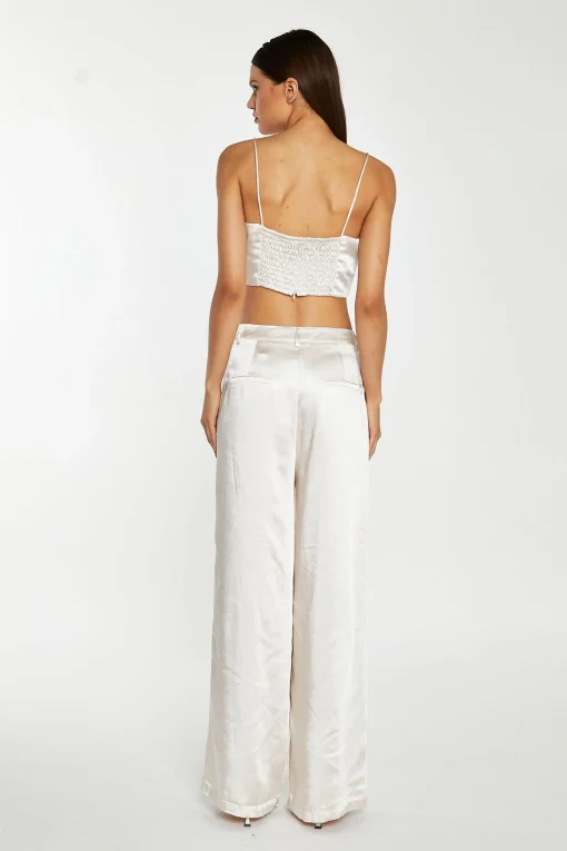Glamorous Workwear|Go To Partywear|Champagne Satin Wide Leg Trousers -