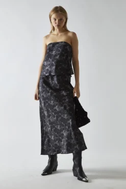 Glamorous Midi & Midaxi Skirts|Charcoal Digital-Floral Midi Skirt -