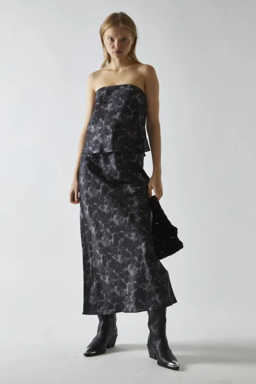 Glamorous Midi & Midaxi Skirts|Charcoal Digital-Floral Midi Skirt -