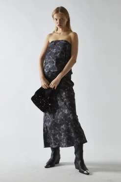 Glamorous Midi & Midaxi Skirts|Charcoal Digital-Floral Midi Skirt -