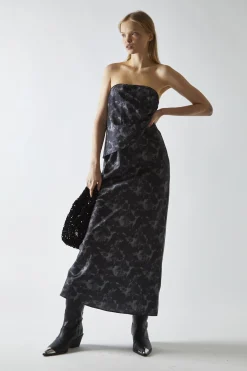 Glamorous Midi & Midaxi Skirts|Charcoal Digital-Floral Midi Skirt -