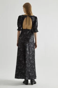 Glamorous Day Dresses|Maxi Dresses|Charcoal Digital-Floral Twist-Front Maxi-Dress -