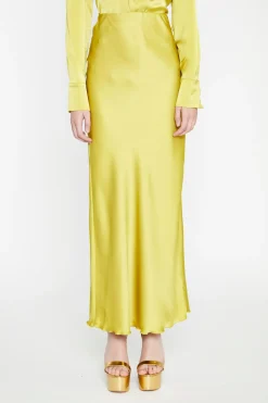 Glamorous Go To Partywear|Satin Skirts|Chartreuse Satin Bias-Cut Midi-Skirt -