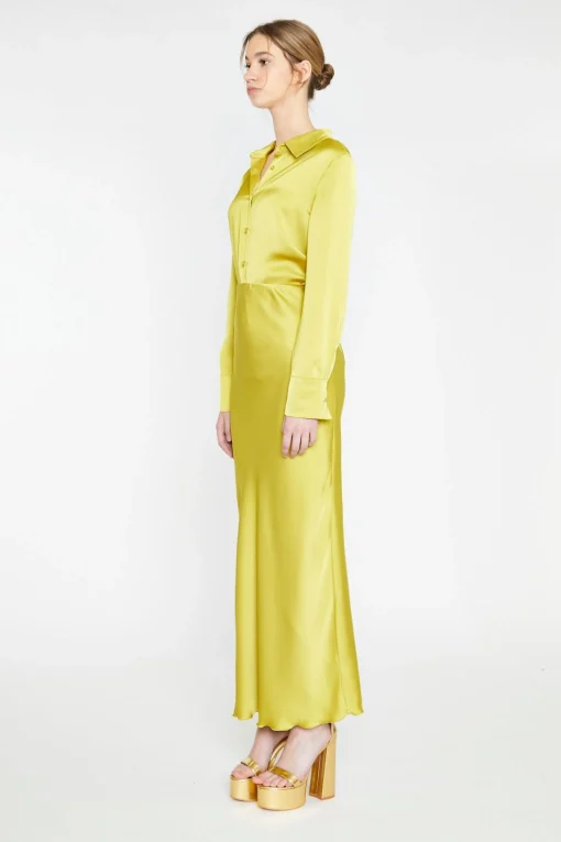 Glamorous Go To Partywear|Satin Skirts|Chartreuse Satin Bias-Cut Midi-Skirt -