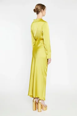 Glamorous Go To Partywear|Satin Skirts|Chartreuse Satin Bias-Cut Midi-Skirt -