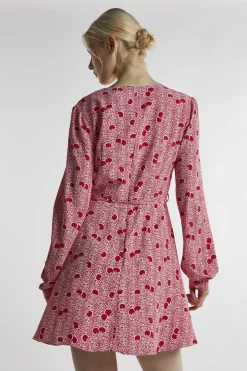 Glamorous Mini Dresses|Mini Dresses|Cherry-Print V-Neck-Skater Mini-Dress -