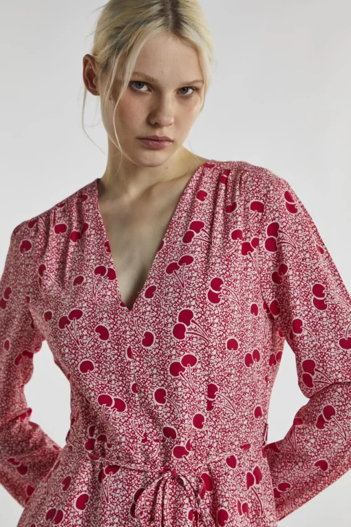 Glamorous Mini Dresses|Mini Dresses|Cherry-Print V-Neck-Skater Mini-Dress -