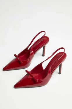 Glamorous Best Dressed Guest|Heels|Cherry-Red Bow Slingback-Heels -