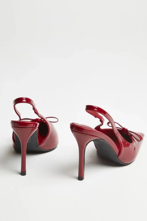Glamorous Best Dressed Guest|Heels|Cherry-Red Bow Slingback-Heels -