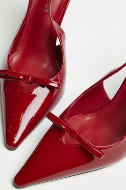 Glamorous Best Dressed Guest|Heels|Cherry-Red Bow Slingback-Heels -
