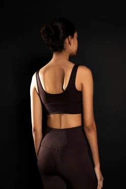 Glamorous Activewear|Crops, Corsets & Bodysuits|Chocolate Ruched Sports Bra -
