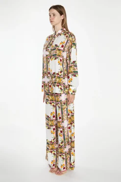 Glamorous Going Out Tops|Citrus Scarf Print Long Sleeve Shirt -