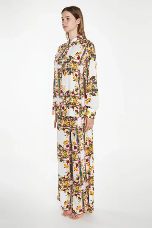Glamorous Going Out Tops|Citrus Scarf Print Long Sleeve Shirt -