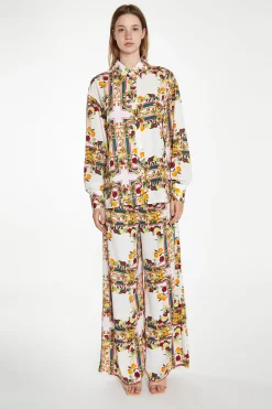 Glamorous Wide Leg Trousers|Citrus Scarf Print Wide Leg Trousers -