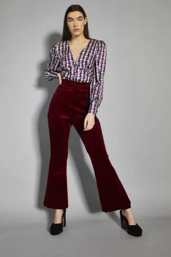 Glamorous Flares|Claret-Corduroy Flared-Trousers -