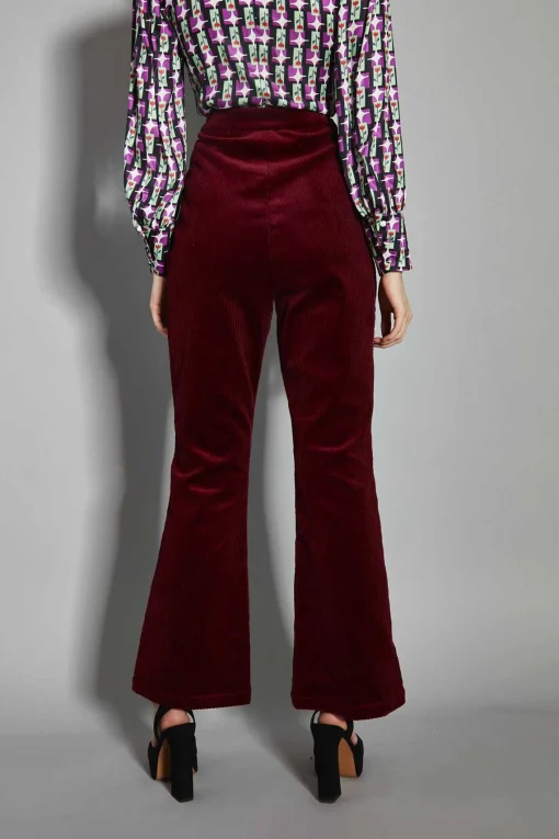 Glamorous Flares|Claret-Corduroy Flared-Trousers -