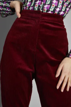 Glamorous Flares|Claret-Corduroy Flared-Trousers -