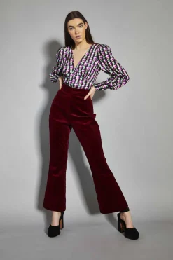 Glamorous Flares|Claret-Corduroy Flared-Trousers -