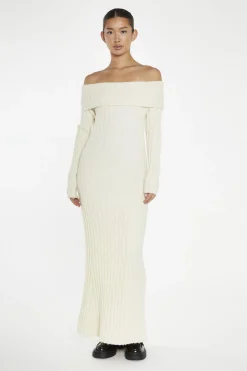 Glamorous Day Dresses|Maxi Dresses|Cream Bardot Maxi-Dress -