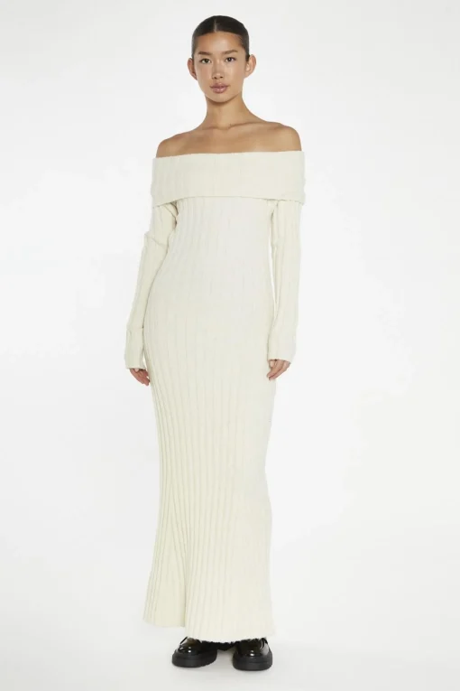 Glamorous Day Dresses|Maxi Dresses|Cream Bardot Maxi-Dress -