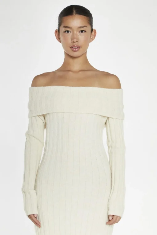 Glamorous Day Dresses|Maxi Dresses|Cream Bardot Maxi-Dress -