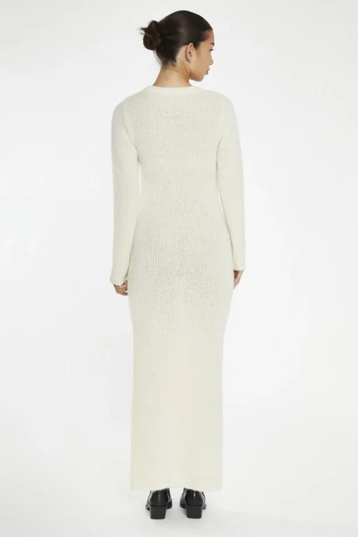 Glamorous Day Dresses|Knitted Dresses|Cream Bodycon Knitted Maxi-Dress -