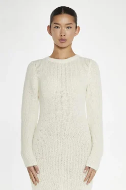 Glamorous Day Dresses|Knitted Dresses|Cream Bodycon Knitted Maxi-Dress -