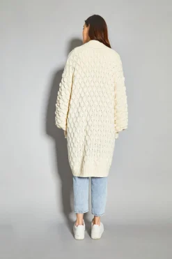 Glamorous Cardigans|Cream Cable Knit Longline-Cardigan -