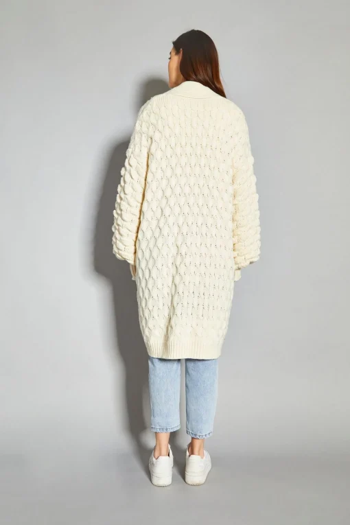 Glamorous Cardigans|Cream Cable Knit Longline-Cardigan -