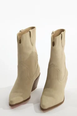 Glamorous Boots|Cream Cowboy Ankle-Boots -