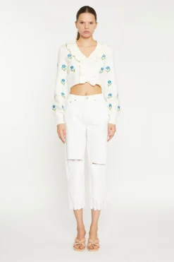 Glamorous Cardigans|Cream Cropped Floral Embroidered Cardigan -
