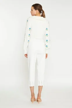 Glamorous Cardigans|Cream Cropped Floral Embroidered Cardigan -