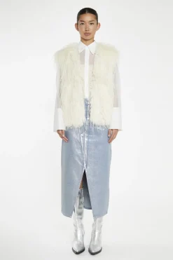 Glamorous Faux Fur & Leather|Cream Faux Fur Gilet -